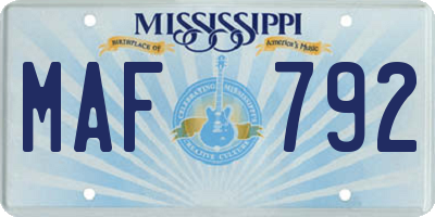 MS license plate MAF792