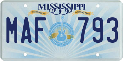 MS license plate MAF793