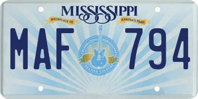 MS license plate MAF794