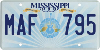 MS license plate MAF795