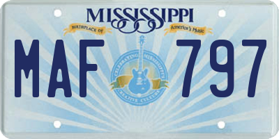 MS license plate MAF797