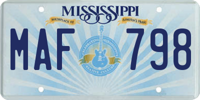 MS license plate MAF798