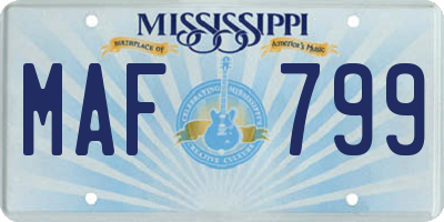 MS license plate MAF799