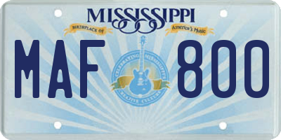 MS license plate MAF800