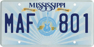 MS license plate MAF801