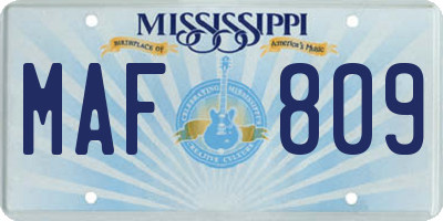 MS license plate MAF809