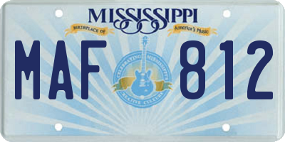 MS license plate MAF812