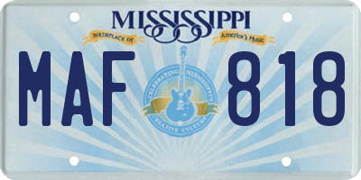 MS license plate MAF818