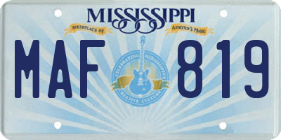 MS license plate MAF819