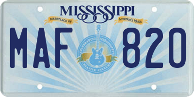 MS license plate MAF820