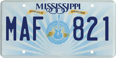 MS license plate MAF821