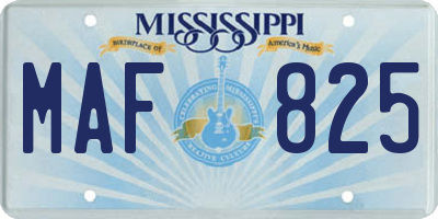 MS license plate MAF825