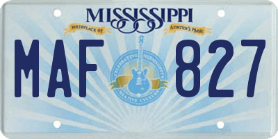MS license plate MAF827