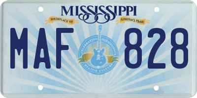 MS license plate MAF828