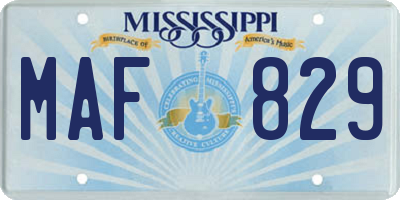 MS license plate MAF829