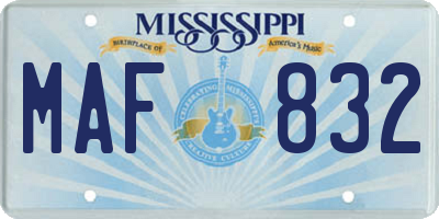 MS license plate MAF832