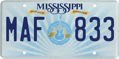 MS license plate MAF833