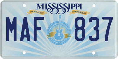 MS license plate MAF837