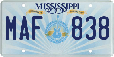 MS license plate MAF838