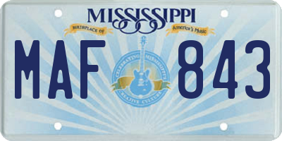 MS license plate MAF843
