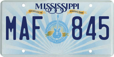 MS license plate MAF845