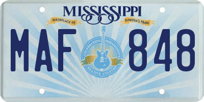 MS license plate MAF848