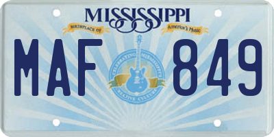 MS license plate MAF849
