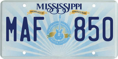 MS license plate MAF850
