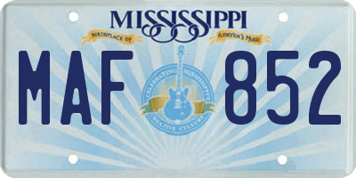 MS license plate MAF852