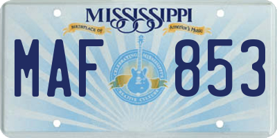 MS license plate MAF853