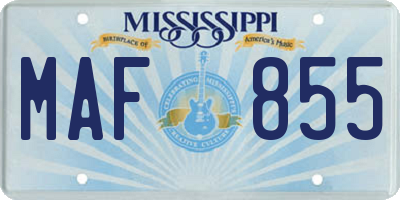 MS license plate MAF855