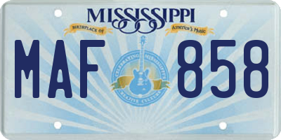 MS license plate MAF858