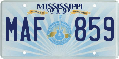 MS license plate MAF859