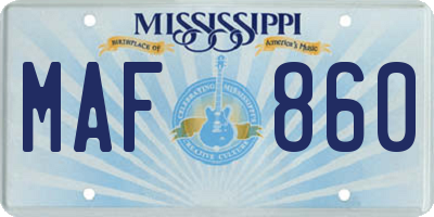 MS license plate MAF860