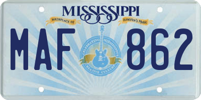 MS license plate MAF862