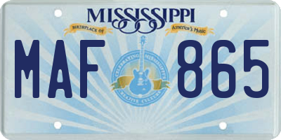 MS license plate MAF865