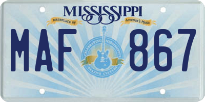 MS license plate MAF867
