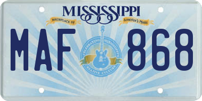 MS license plate MAF868