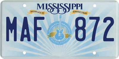 MS license plate MAF872