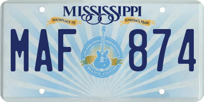 MS license plate MAF874