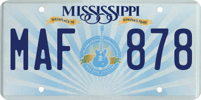 MS license plate MAF878