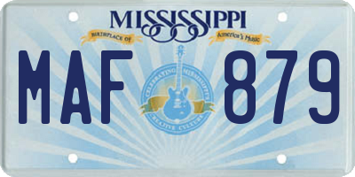 MS license plate MAF879
