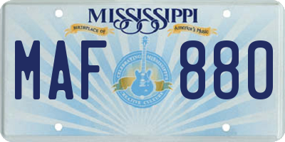 MS license plate MAF880
