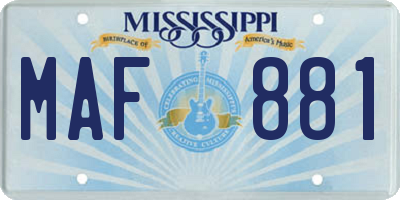 MS license plate MAF881