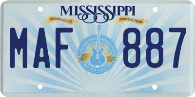MS license plate MAF887