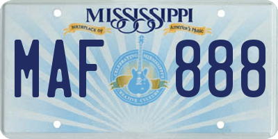 MS license plate MAF888