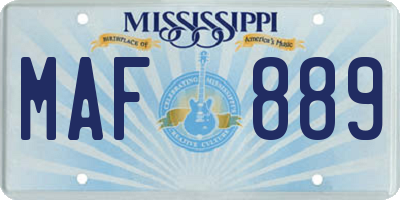 MS license plate MAF889