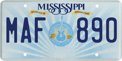 MS license plate MAF890