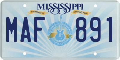 MS license plate MAF891