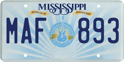 MS license plate MAF893